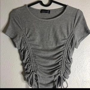 Drawstring Gray Top